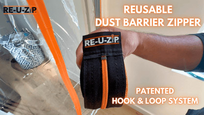 RE-U-ZIP INNOVATIVE DUST BARRIER SOLUTIONS Construction RE-U-ZIP® REUSABLE MAGNETIC ENTRY STRIP™ + DUST BARRIER ZIPPER | STARTER KIT