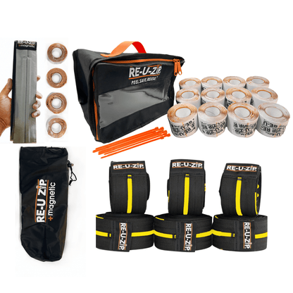 RE-U-ZIP INNOVATIVE DUST BARRIER SOLUTIONS Construction RE-U-ZIP® REUSABLE MAGNETIC ENTRY STRIP™ | STARTER KIT + DUST BARRIER ZIPPER | PRO BUNDLE