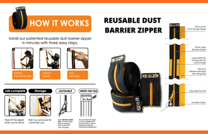 RE-U-ZIP INNOVATIVE DUST BARRIER SOLUTIONS Construction RE-U-ZIP™ Dust Barrier Entry System | Pro Bundle