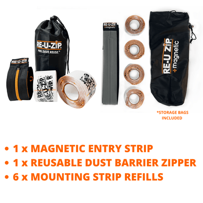 RE-U-ZIP INNOVATIVE DUST BARRIER SOLUTIONS Construction RE-U-ZIP™ Reusable Dust Barrier Entry System | Starter Kit