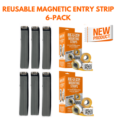 RE-U-ZIP INNOVATIVE DUST BARRIER SOLUTIONS Construction RE-U-ZIP™ REUSABLE MAGNETIC ENTRY STRIP |  6-PACK